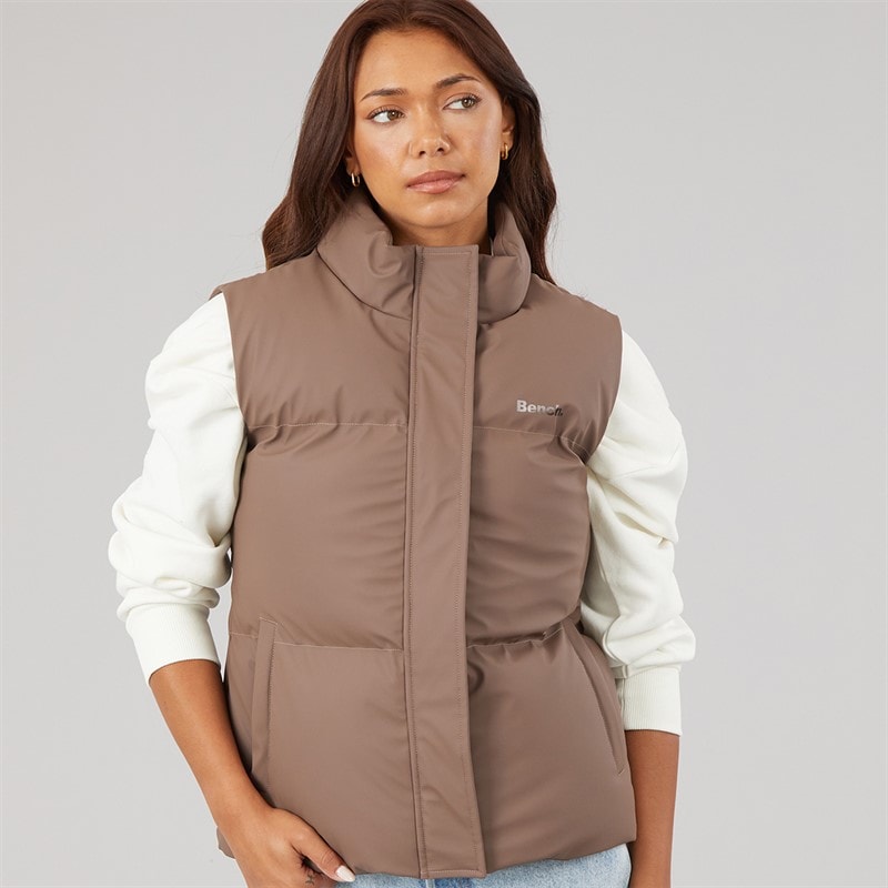 Bench Womens Kloh Puffer Gilet Light Brown - Image 3