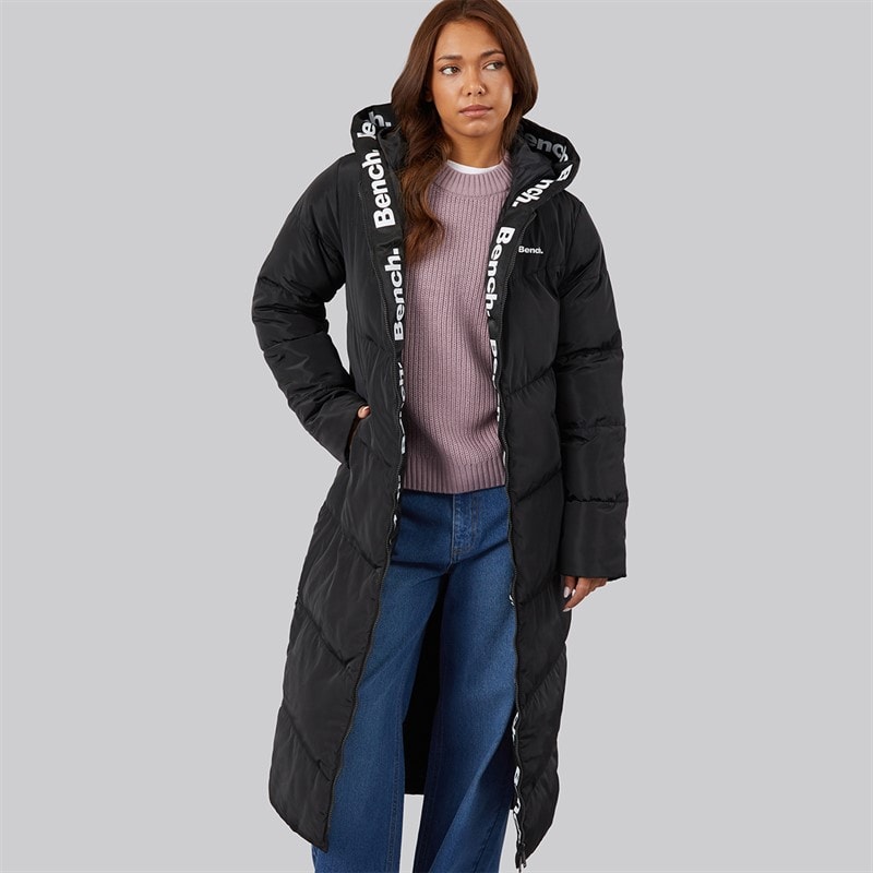 Bench Womens Eventhe Long Length Puffer Coat Black - Image 3