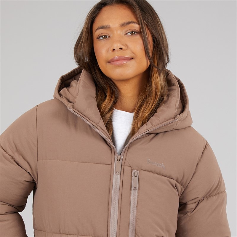 Bench Womens Cinder Long Length Puffer Coat Light Brown - Image 3