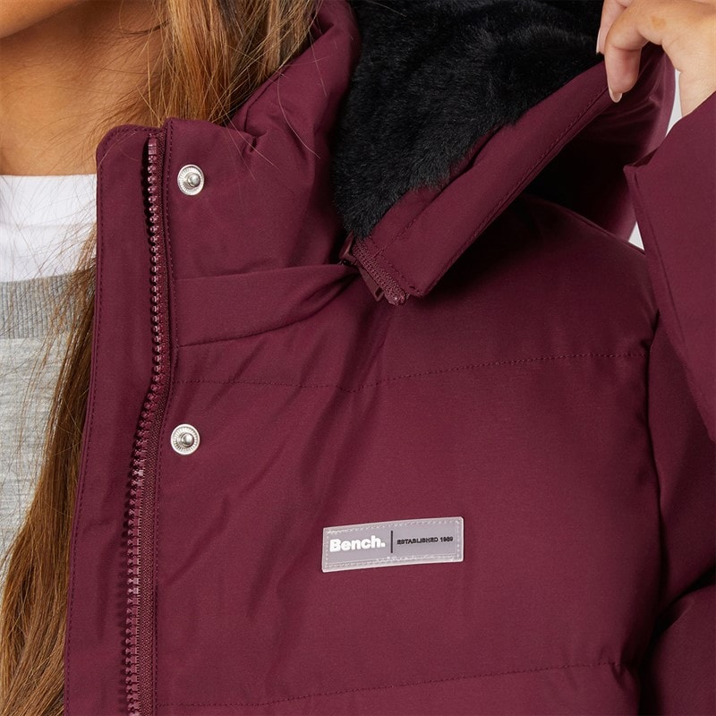 Bench Womens Atha Short Puffer Jacket Cherry Lacquer - Image 3