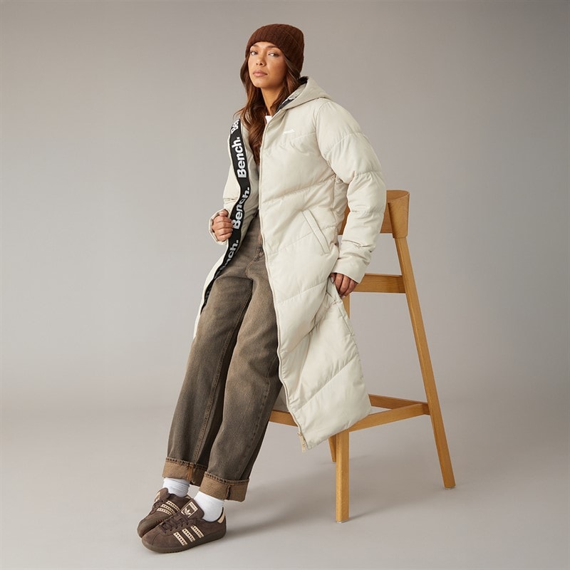 Bench Womens Eventhe Long Length Puffer Coat Dark Chalk - Image 4
