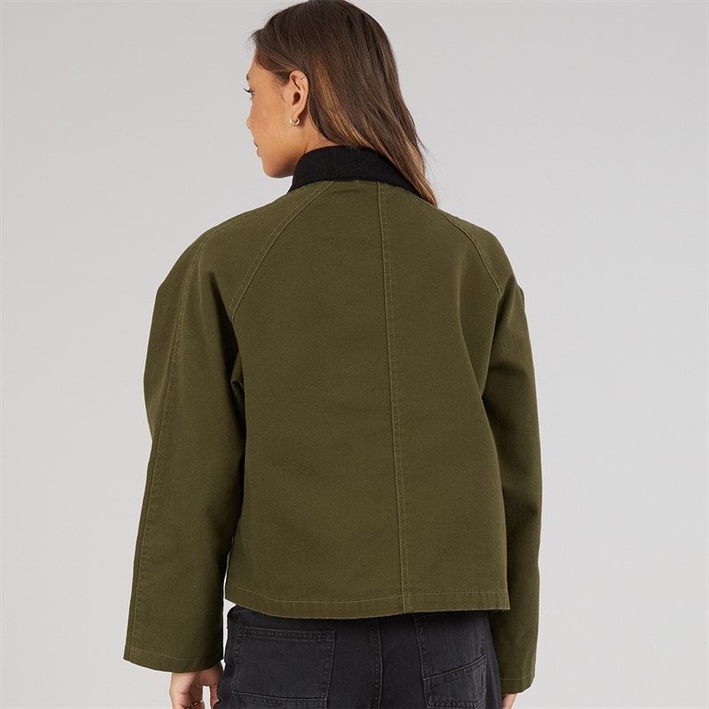 Bench Womens Tayah Cropped Length Utility Coat Dark Olive - Image 2