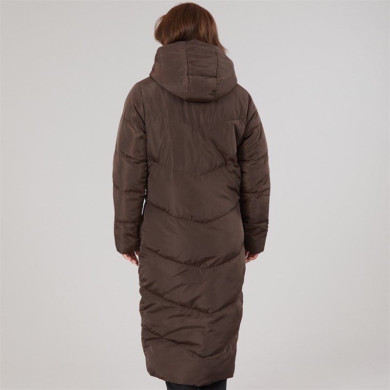 Bench Womens Eventhe Long Length Puffer Coat Coffee - Image 2
