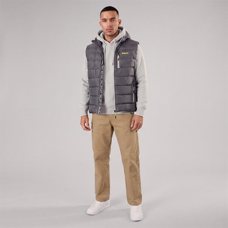 Bench Mens Galban Hooded Puffer Gilet New Dark Grey New Dk Grey - Image 4