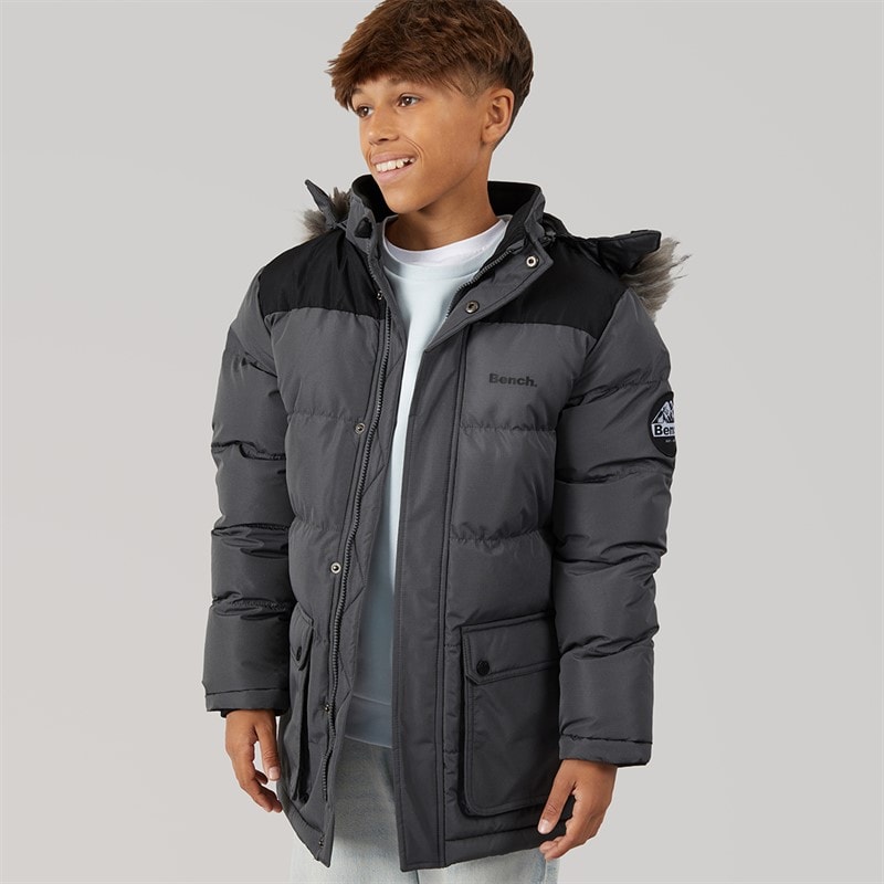 Bench Boys Propp Padded Parka Coat Steel Grey