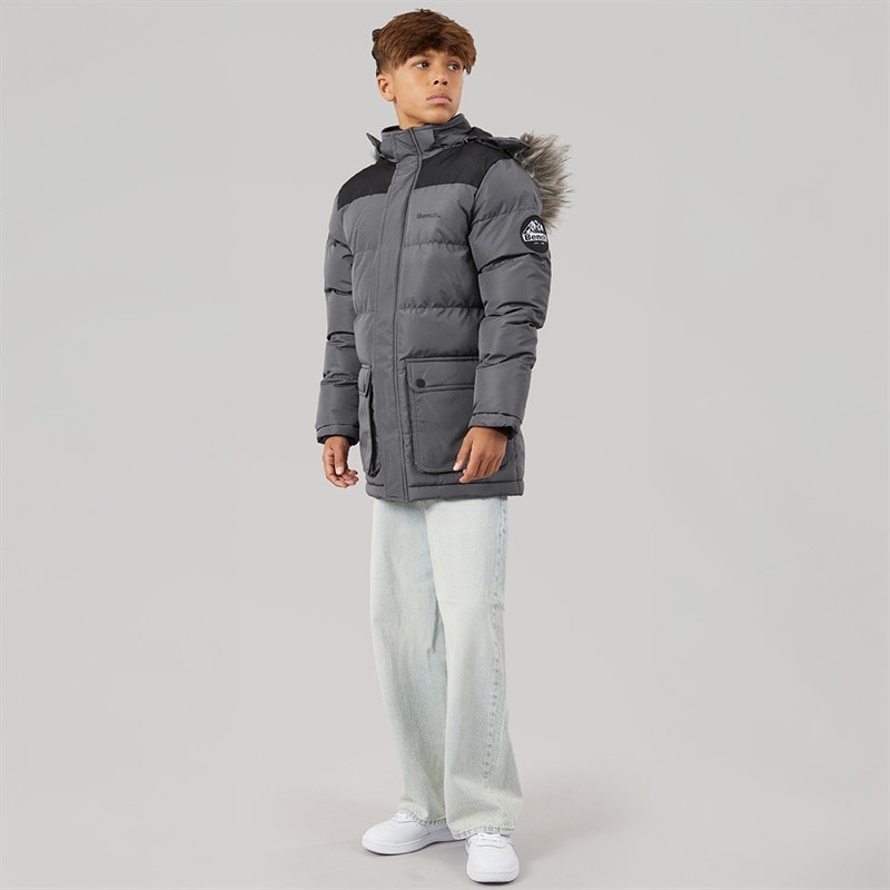 Bench Boys Propp Padded Parka Coat Steel Grey - Image 4