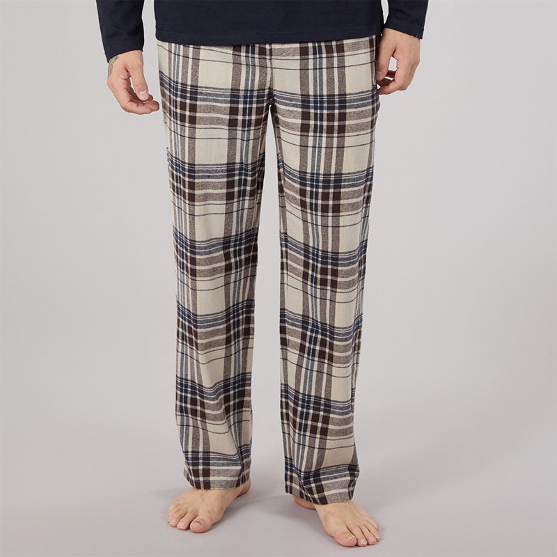Bench Mens Flannel Check Lounge Pants Stone Grey/Navy/Stone/Ground Coffee