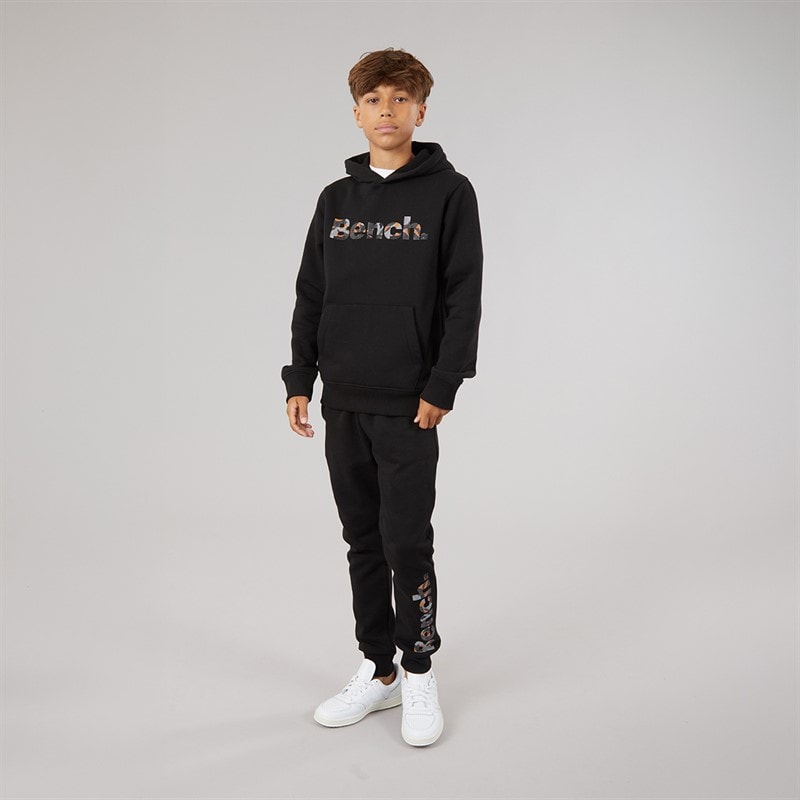 Bench Boys Byster Hoodie And Joggers Tracksuit Black