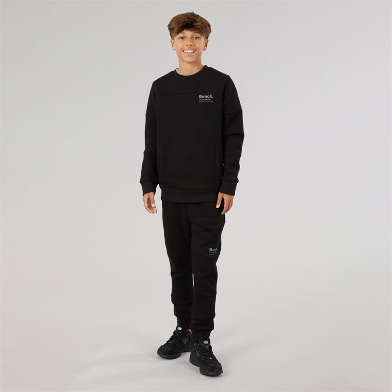 Bench Boys Techshun Sweatshirt And Joggers Tracksuit Black - Image 3