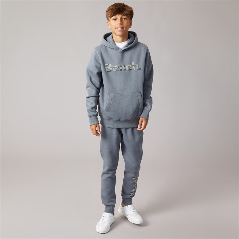 Bench Boys Byster Hoodie And Joggers Tracksuit Steel Grey