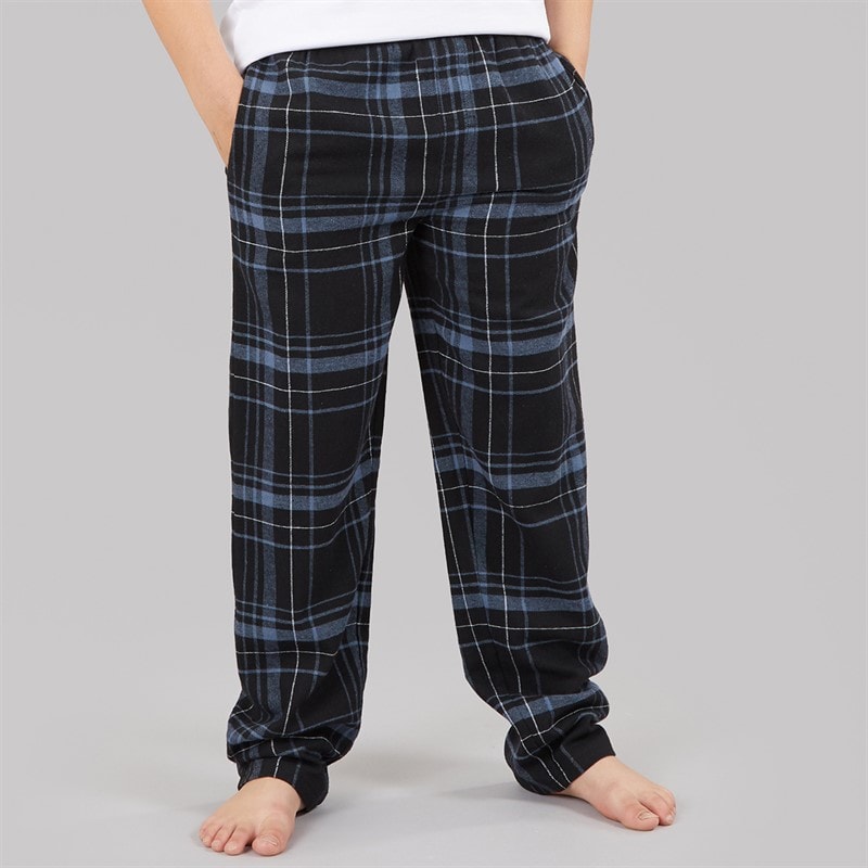 Bench Boys Dormer Flannel Lounge Trousers Black/Steel Blue/White Check
