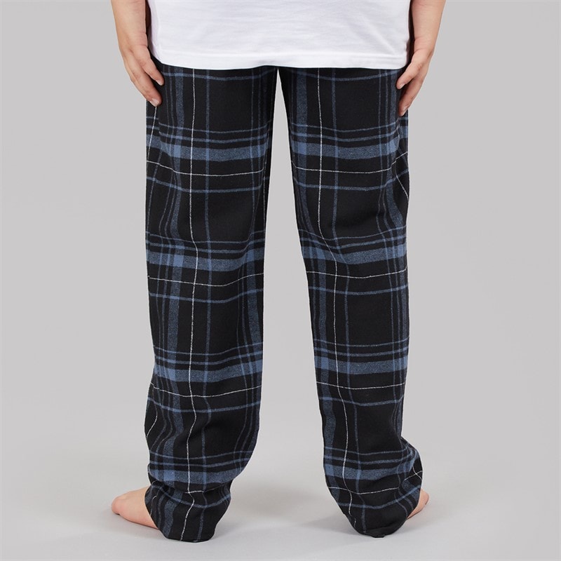 Bench Boys Dormer Flannel Lounge Trousers Black/Steel Blue/White Check - Image 2