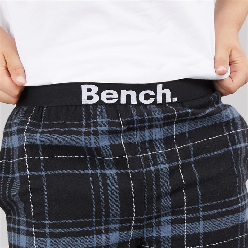 Bench Boys Dormer Flannel Lounge Trousers Black/Steel Blue/White Check - Image 3