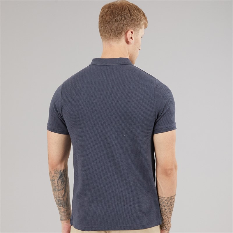 Bench Mens Kohan Textured Polo Shirt Faded Navy - Image 2