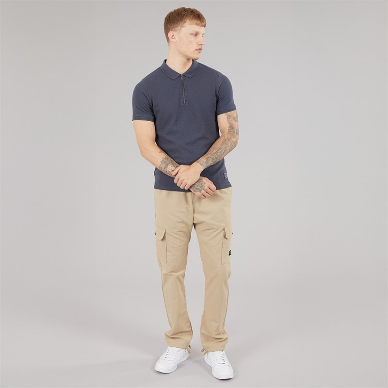 Bench Mens Kohan Textured Polo Shirt Faded Navy - Image 4