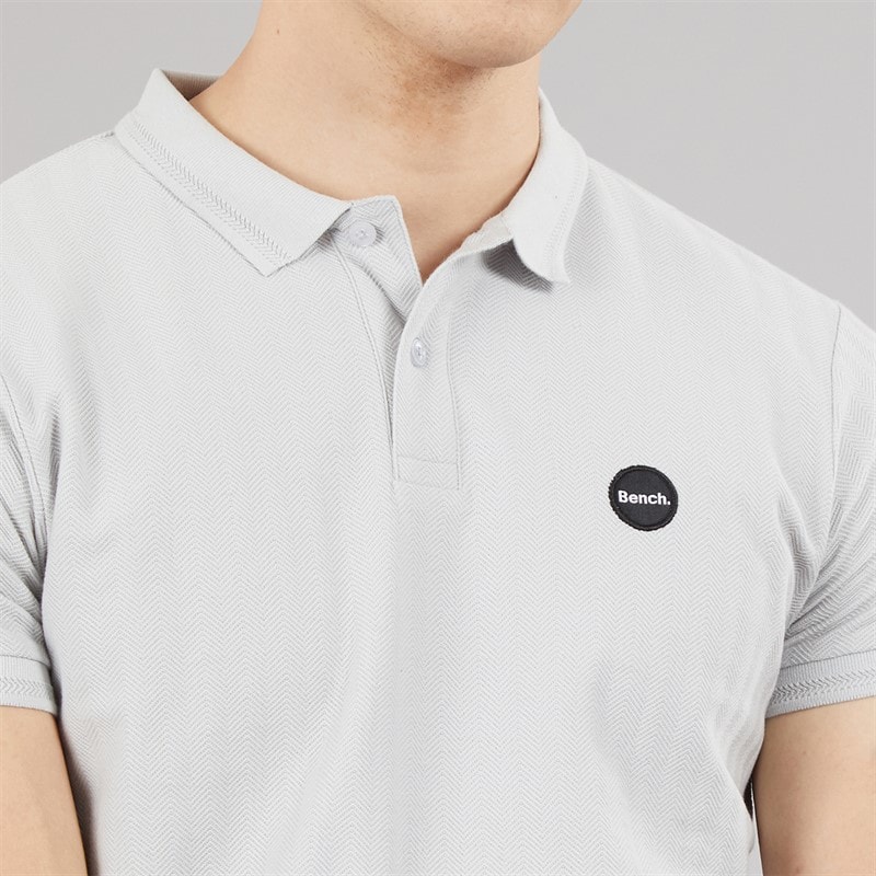 Bench Mens Nyrus Textured Polo Shirt Frost Grey - Image 3