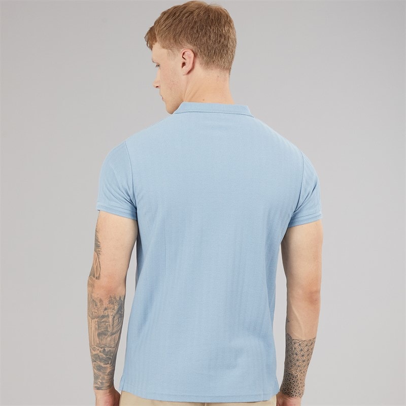 Bench Mens Nyrus Textured Polo Shirt Steel Blue - Image 2