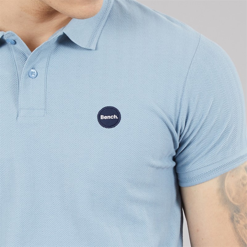 Bench Mens Nyrus Textured Polo Shirt Steel Blue - Image 3