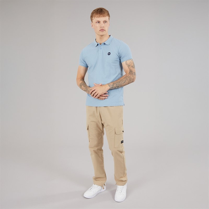 Bench Mens Nyrus Textured Polo Shirt Steel Blue - Image 4