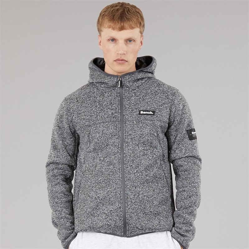 Bench Mens Cozeri Zip Through Hoodie Dark Grey Marl