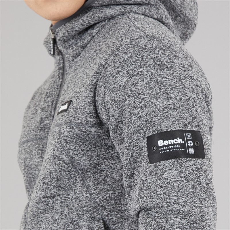 Bench Mens Cozeri Zip Through Hoodie Dark Grey Marl - Image 3