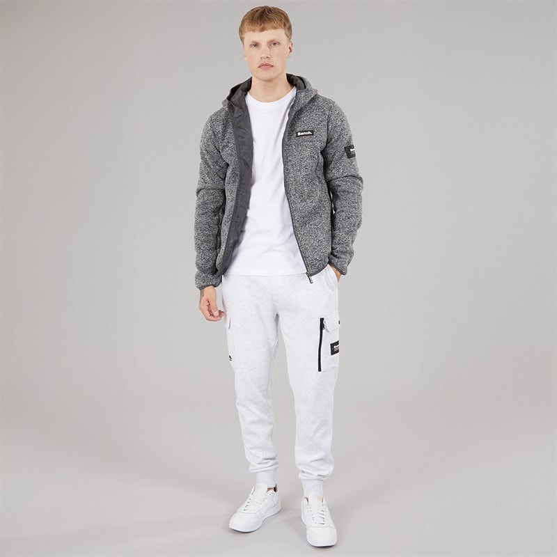 Bench Mens Cozeri Zip Through Hoodie Dark Grey Marl - Image 4