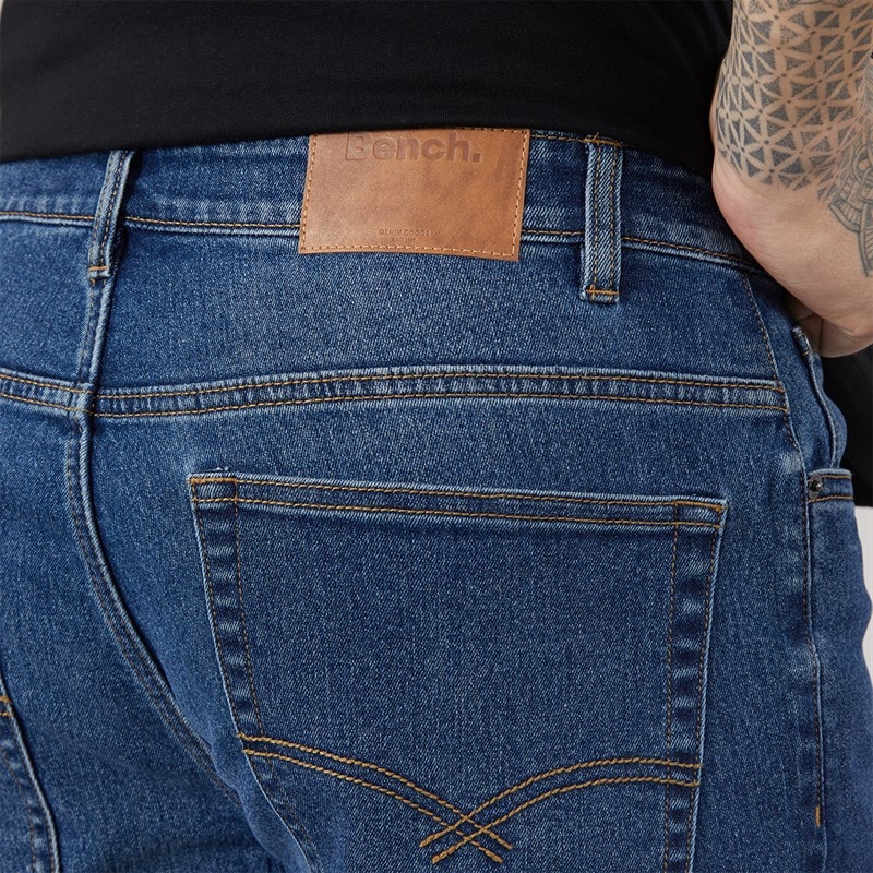Bench Mens Sartus Straight Jeans Mid Blue Wash - Image 3