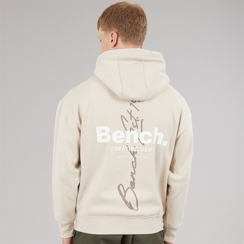 Bench Mens Bardel Oversized Hoodie Stone Grey - Image 3