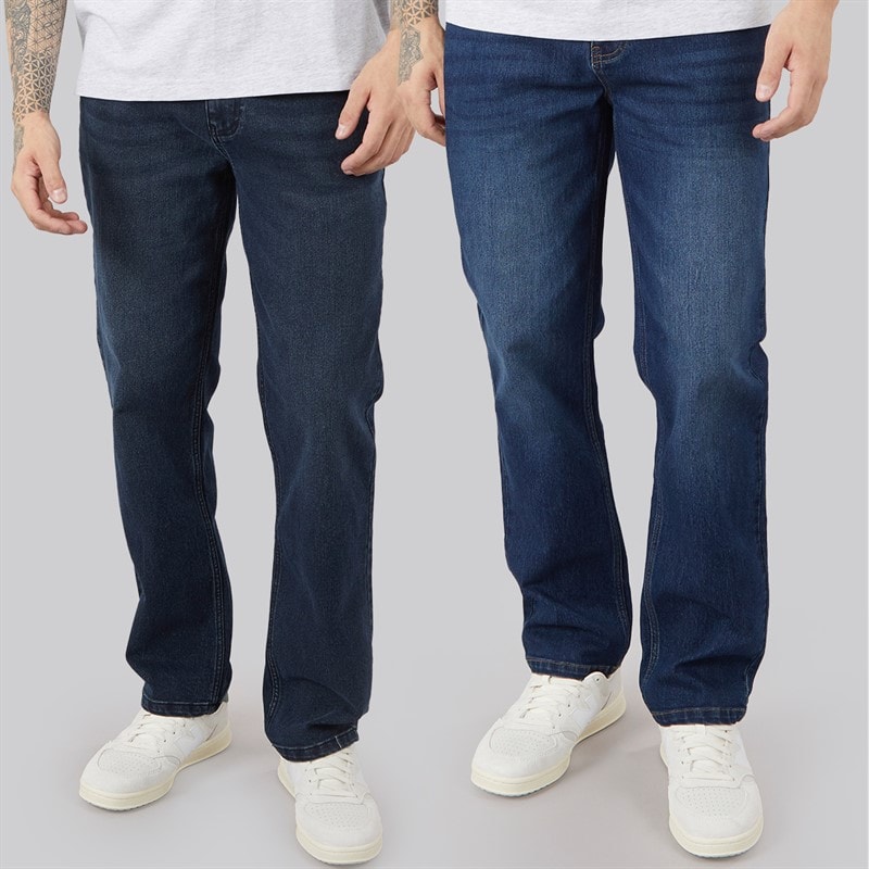 Bench Mens Northenden Two Pack Straight Jeans Dark Indigo Wash/Indigo
