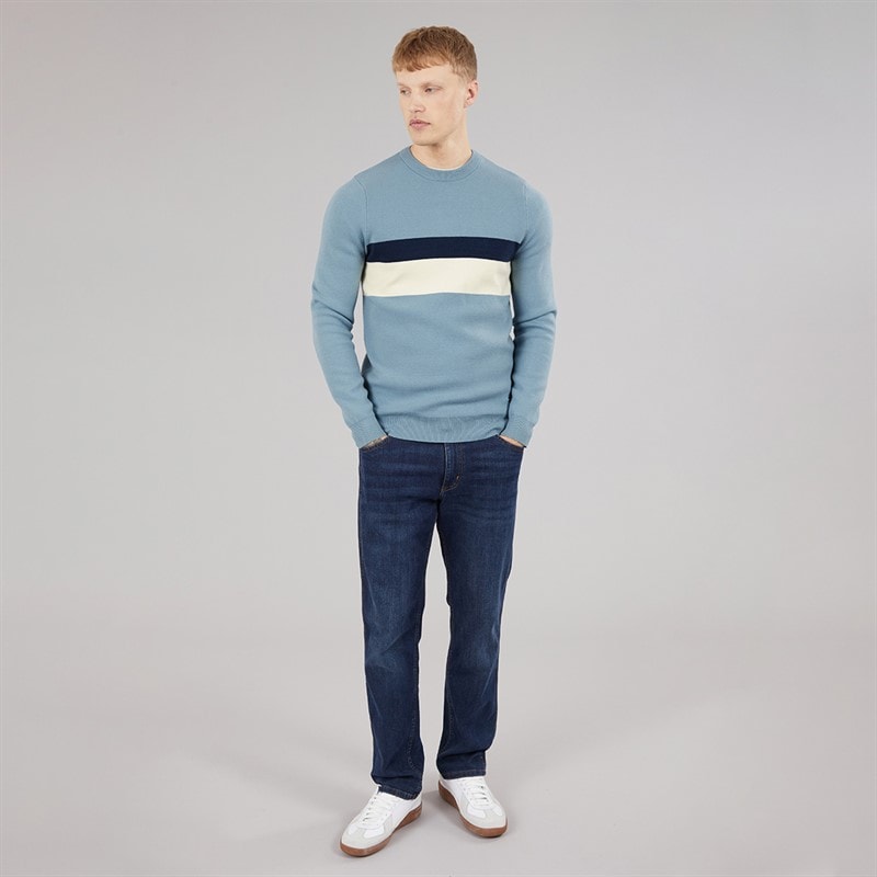 Bench Mens Brayco Knit Jumper Steel Blue - Image 4