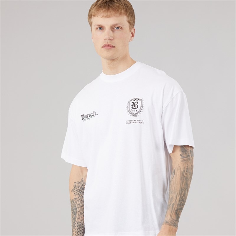 Bench Mens Bastio Oversized T-Shirt White - Image 2