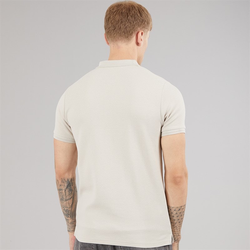 Bench Mens Kohan Textured Polo Shirt Stone Grey - Image 2