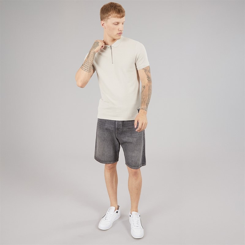 Bench Mens Kohan Textured Polo Shirt Stone Grey - Image 4