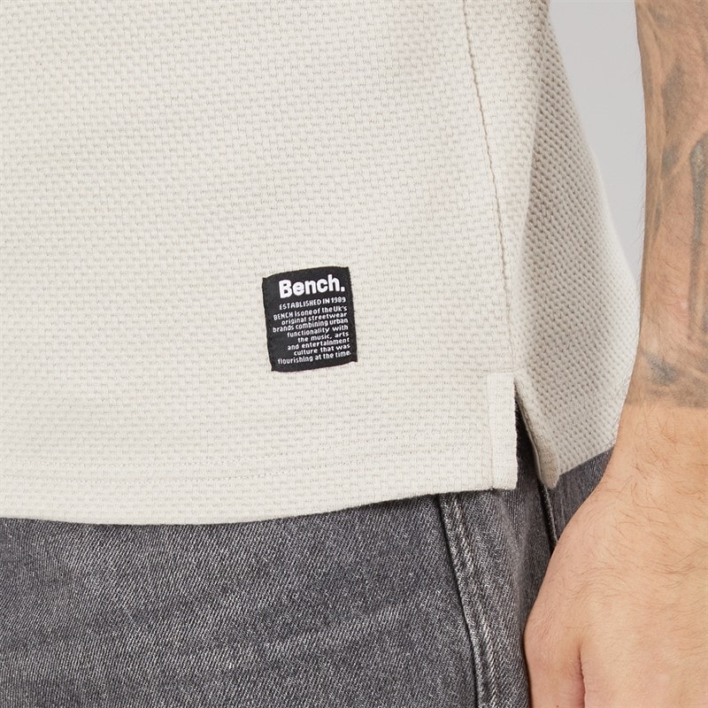 Bench Mens Kohan Textured Polo Shirt Stone Grey - Image 5
