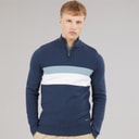 Bench Mens Zabian 1/4 Zip Funnel Neck Knit Jumper Navy