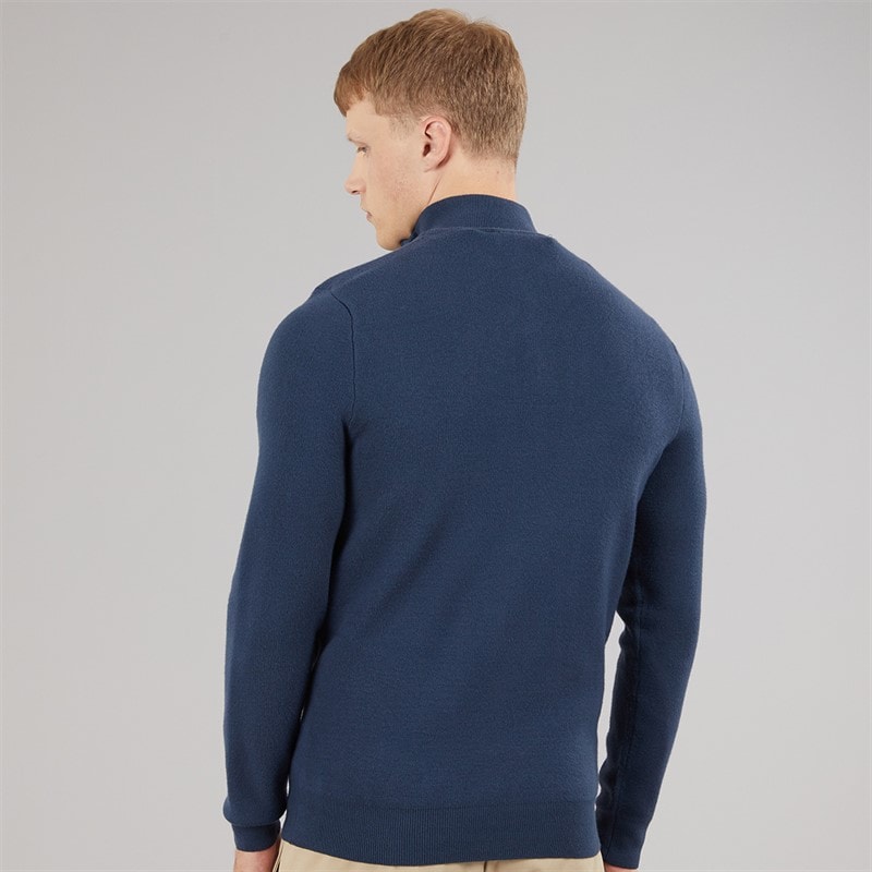 Bench Mens Zabian 1/4 Zip Funnel Neck Knit Jumper Navy - Image 2