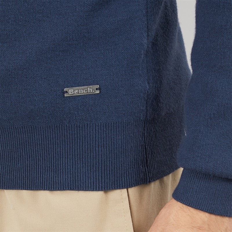 Bench Mens Zabian 1/4 Zip Funnel Neck Knit Jumper Navy - Image 5