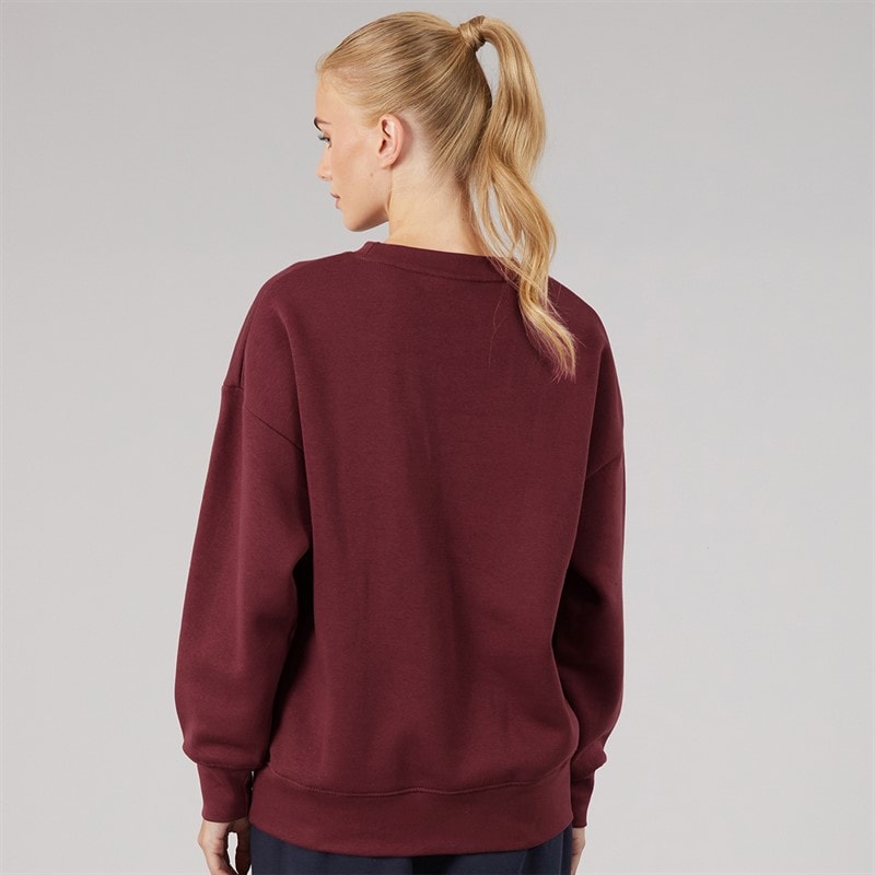 Bench Womens Urna Oversized Crew Sweat With Crest Graphic Cordovan - Image 2