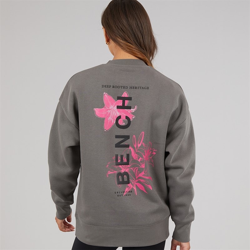 Bench Womens Serrie Oversized Crew Sweat Charcoal - Image 3