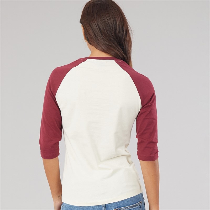 Bench Womens Diah 3/4 Sleeve T-Shirt With Crest Graphic Winter White/Cordovan - Image 2