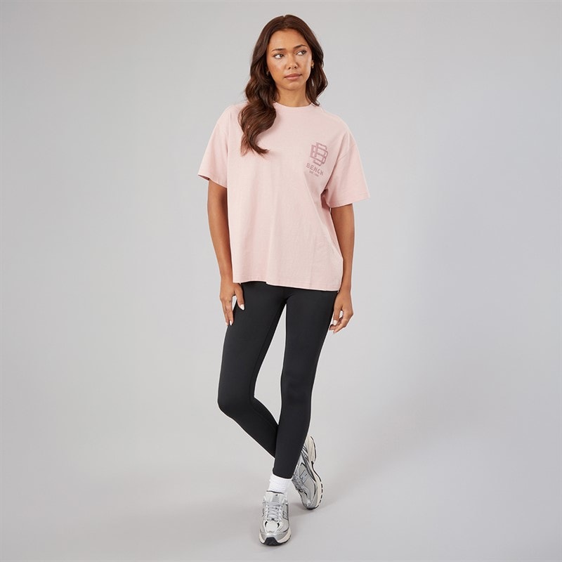 Bench Womens Bianchi Oversized T-Shirt With Puff Print Light Dusky Pink - Image 4