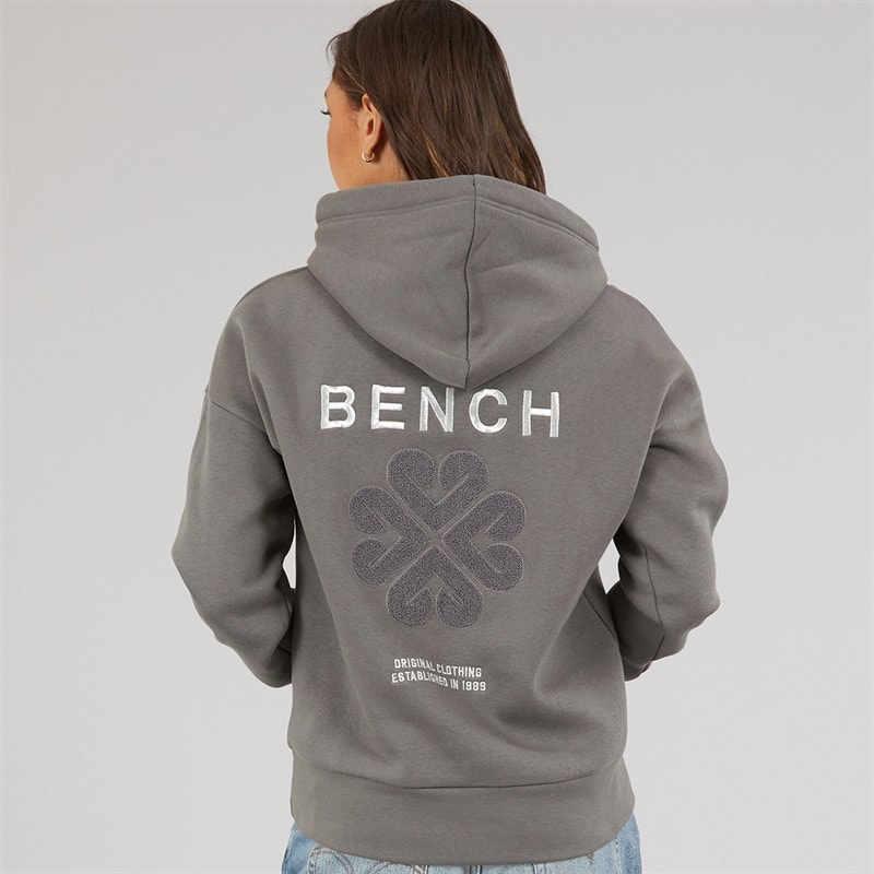 Bench Womens Amba Hoodie With Boucle Graphic Charcoal - Image 3