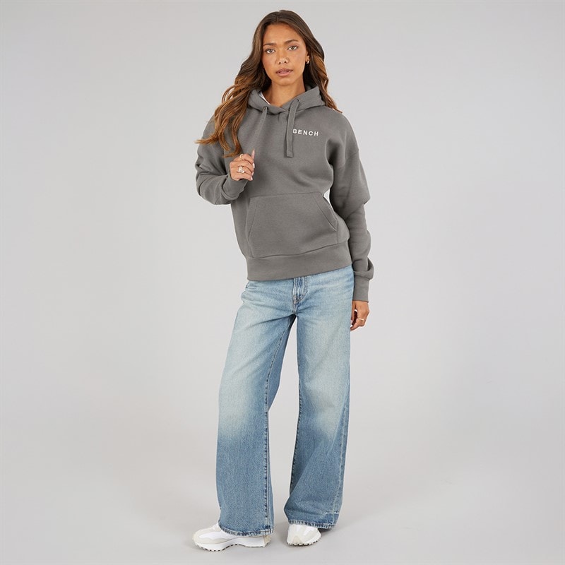 Bench Womens Amba Hoodie With Boucle Graphic Charcoal - Image 4