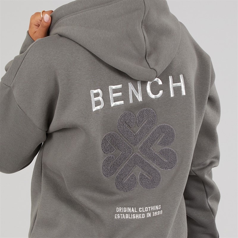 Bench Womens Amba Hoodie With Boucle Graphic Charcoal - Image 5