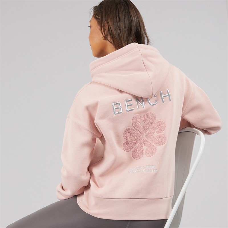 Bench Womens Amba Hoodie With Boucle Graphic Light Dusky Pink