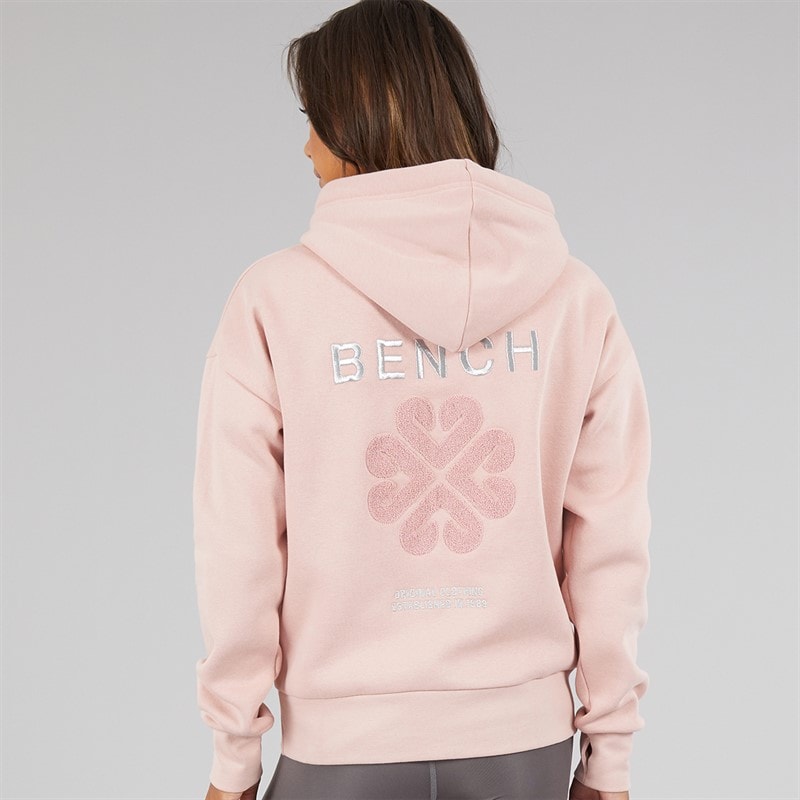 Bench Womens Amba Hoodie With Boucle Graphic Light Dusky Pink - Image 3