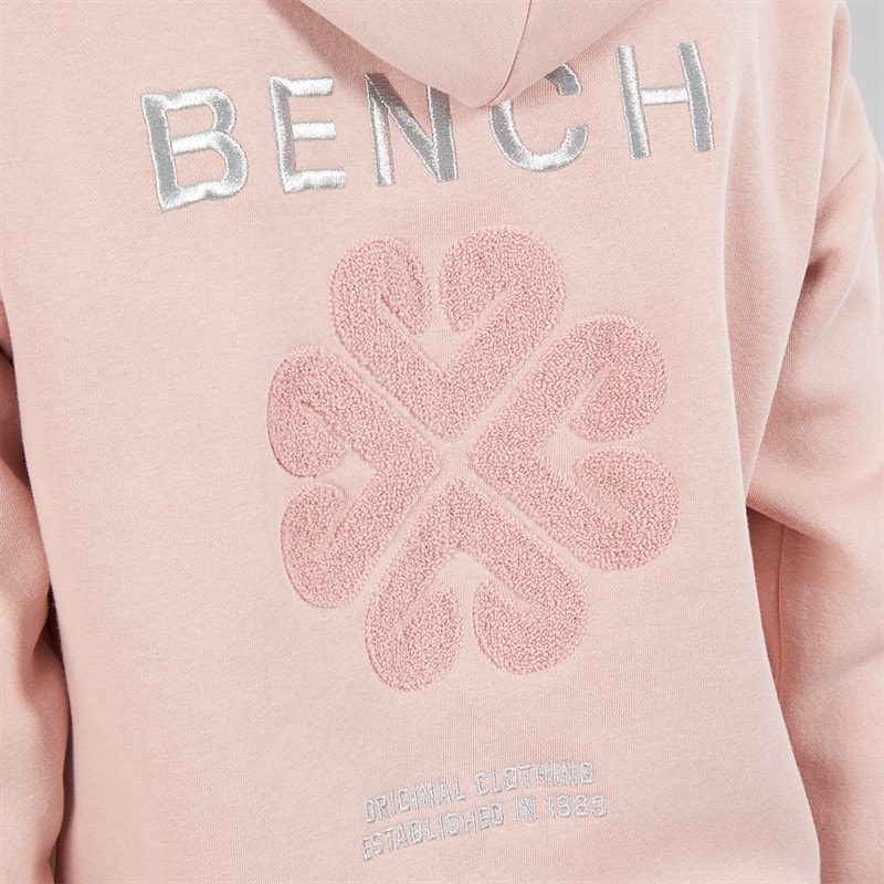 Bench Womens Amba Hoodie With Boucle Graphic Light Dusky Pink - Image 5