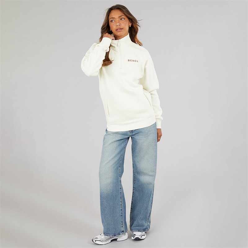Bench Womens Farla Oversized 1/4 Zip Winter White - Image 4