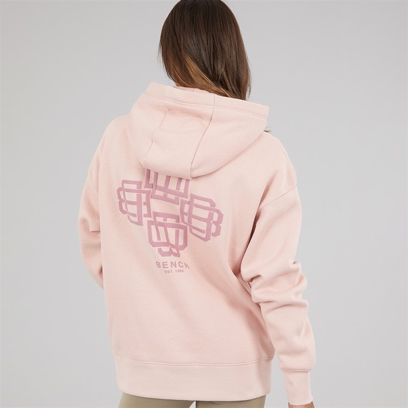 Bench Womens Rietta Oversized Hoodie With Graphic Light Dusky Pink - Image 3
