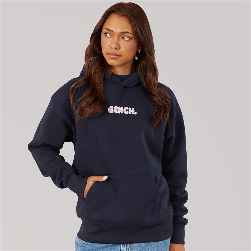 Bench Womens Fessa Oversized Hoodie With Graphic Print Navy - Image 2
